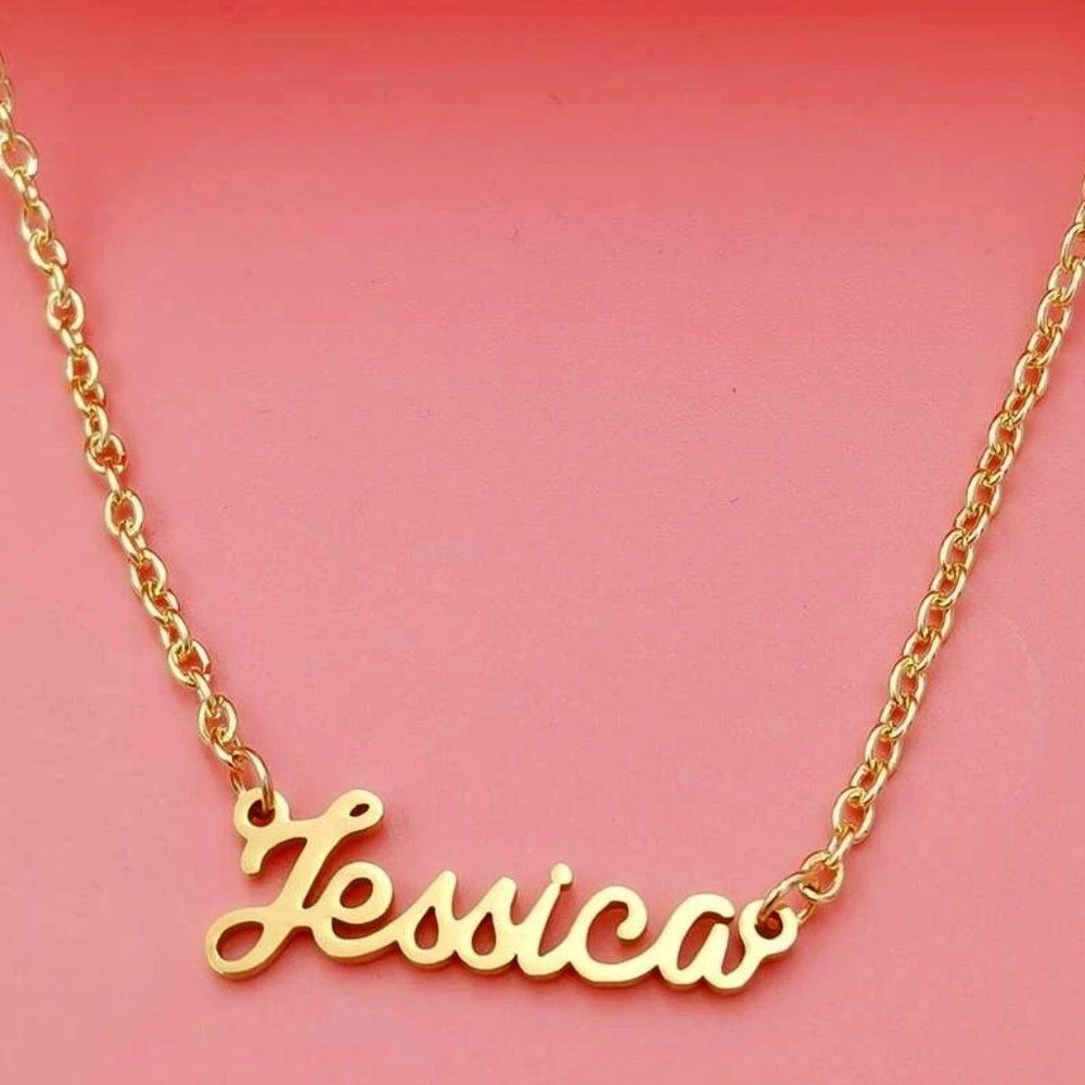 Jessica Golden Nameplate Necklace  - New